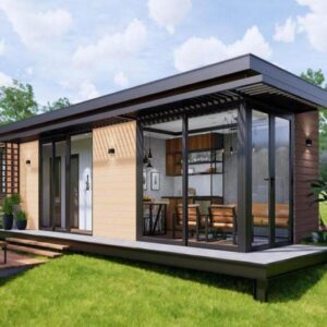Mẫu nhà lắp ghép 150 triệu với tone màu nâu trầm ấm